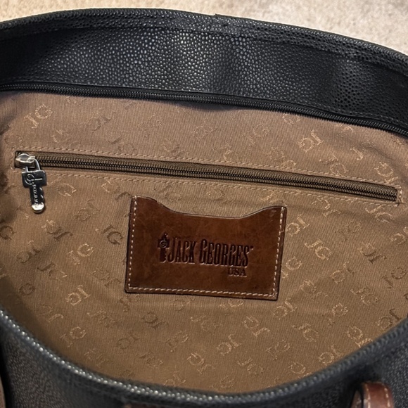 Jack Georges Pebbled Leather Black Laptop Tote Bag - Picture 13 of 15